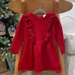 H&M Glittery Red Ruffled Dress 9 month